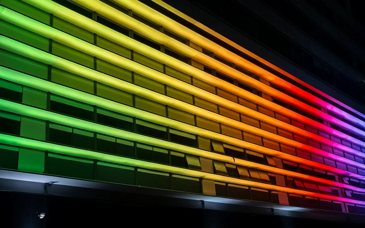 DMX wall-wash across a building facade